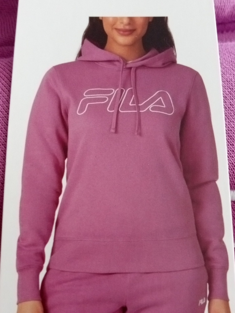 Fila Plum Pullover Hoodie with White Logo